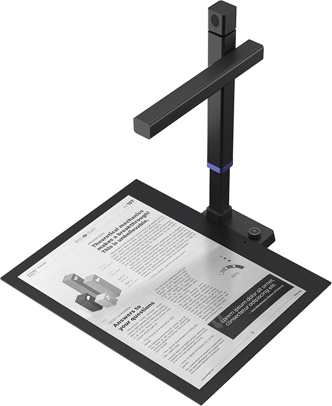 CZUR Shine Surface Pro Professional Document Scanner, 16MP Document Camera + 2MP Webcam+ Working Surface, A3 Book Scanner for Computer/Laptop, 180+ Languages OCR, Fast Scan 1s/Page, for PC/Mac-DeskLoop Office