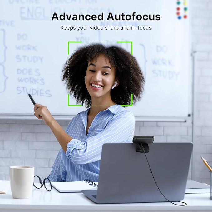 NexiGo 1080P 60FPS Webcam with Software Control and Microphone, AutoFocus, w/Privacy Cover, N680P Pro Computer Web Camera for Skype Zoom Teams, Mac PC Laptop Desktop-DeskLoop Office