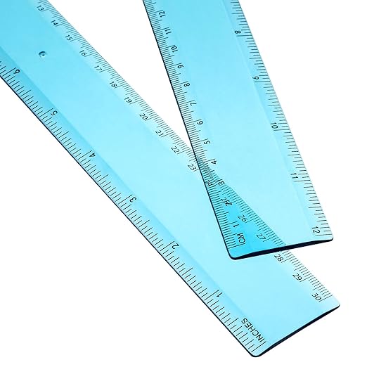 2 Pack Plastic Ruler Straight Ruler Plastic Measuring Tool for Student School Office (Blue, 12 Inch)-DeskLoop Office