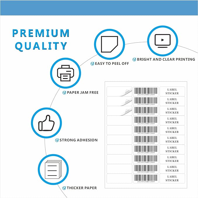 Address Labels, JIQEZNL Premium 1" x 2-5/8" Mailing Labels for Envelopes, 3000 Address Label Sticker Paper for Laser/Ink Jet Printer, White Blank Printable Sticker Labels 30 Per Sheet 8.5"×11"-DeskLoop Office