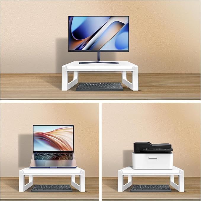 Monitor Stand Riser – 16-Inch Computer Monitor Stand with Multifunctional Slot, Multi-Purpose Desktop Storage for Laptop, Printer, TV-DeskLoop Office