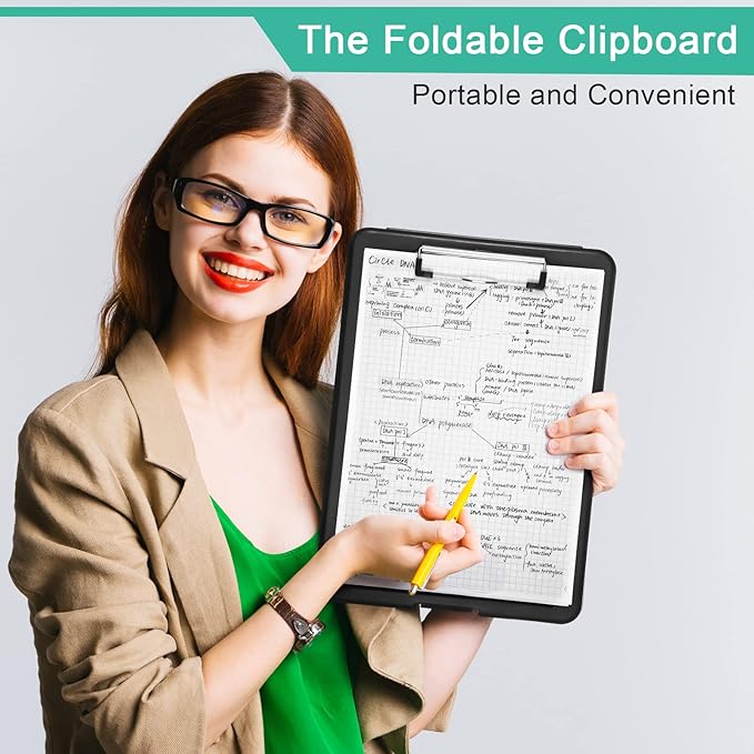 Geyee 16 Pcs Clipboard with Storage Plastic Foldable Nursing Clipboard Storage with Pen Holder 9. 5 x 13. 4 Inch Foldable Clip Board with Low Profile Clip for Student Teacher Nurse Office Supplies-DeskLoop Office