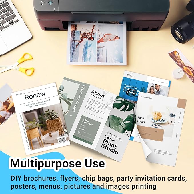 TECKWRAP Glossy Photo Paper 8.5" x 11", Inkjet Photo Paper 260gsm/69lb, Works with Inkjet Printer, Instant Dry, 20 Sheets, Professional Standard-DeskLoop Office