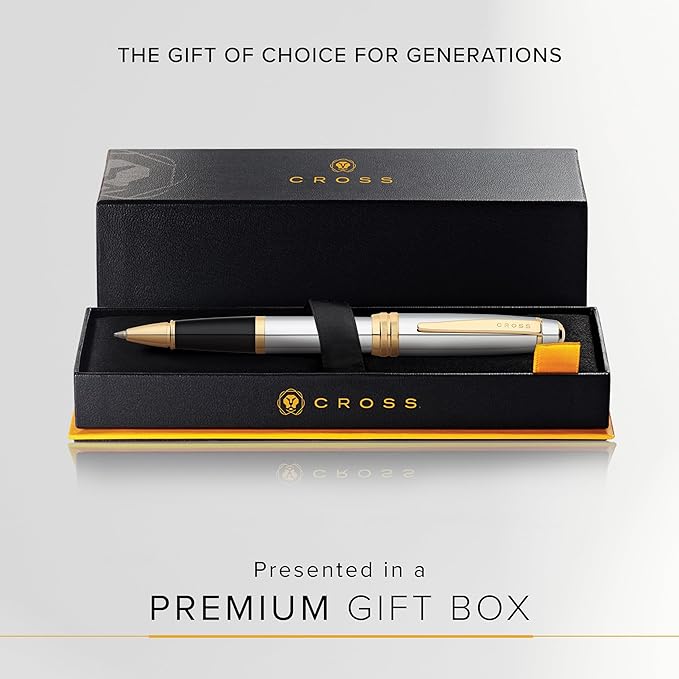 Cross Bailey Refillable Rollerball Pen Presented in a Premium Gift Box - Medium Point, Black Ink, Medalist-DeskLoop Office