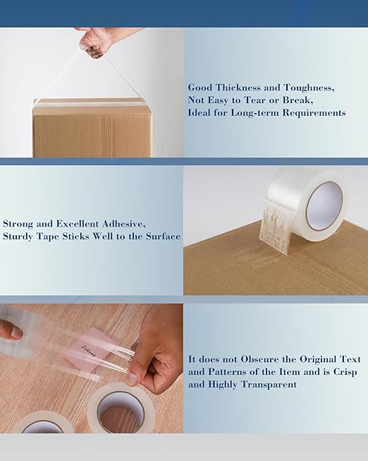 Lichamp Heavy Duty Packing Tape 12 Rolls, Wide Packaging Tape, 3 in. x 90 Yd., 3 Mil Thick, Clear, Commercial Grade Carton Packaging Tape Refills, Shipping, Mailing, Moving Supplies & Storage-DeskLoop Office