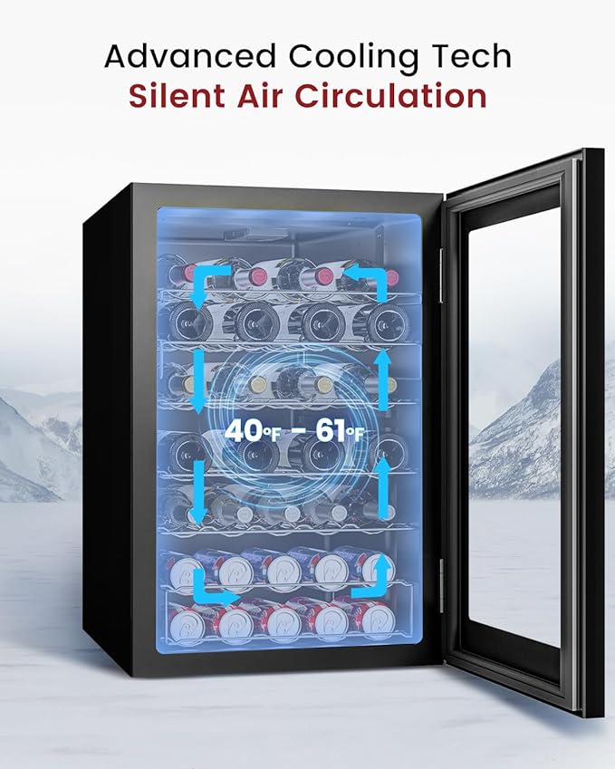4.5 Cu.Ft Wine Cooler Refrigerator - 45 Bottle Wine Fridge with Glass Door for Beer Soda Water Drink, Small Wine Cellar Beverage Refrigerator for Bedroom Home Office Bar Dorm, Black-DeskLoop Office