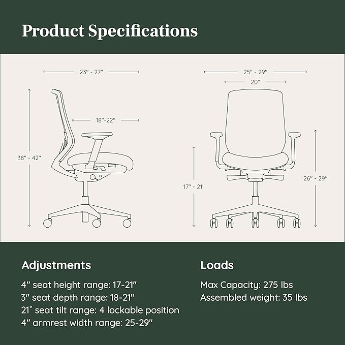 Branch Ergonomic Chair - A Versatile Desk Chair with Adjustable Lumbar Support, Breathable Mesh Backrest, and Smooth Wheels - Experience Optimal Comfort and Support - Pebble - White-DeskLoop Office