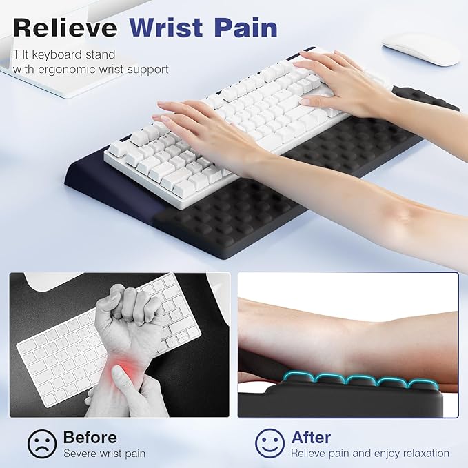 Ospelelf Ergonomic Keyboard Wrist Rest Stand Riser Holder Pad for Typing Black Blue-DeskLoop Office