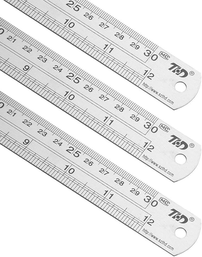 ZZTX Ruler Metal Straight Edge Stainless Steel Ruler 12 Inch Ruler Set Rulers Bulk 12 Pack-DeskLoop Office