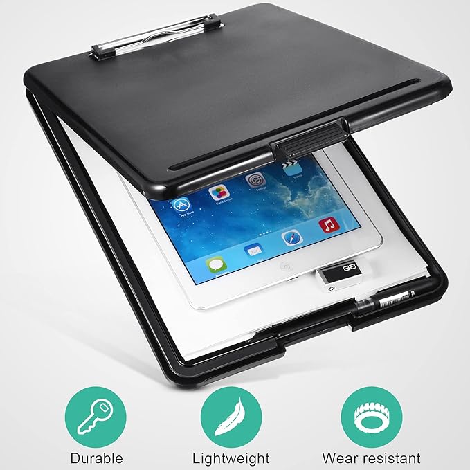 Geyee 16 Pcs Clipboard with Storage Plastic Foldable Nursing Clipboard Storage with Pen Holder 9. 5 x 13. 4 Inch Foldable Clip Board with Low Profile Clip for Student Teacher Nurse Office Supplies-DeskLoop Office