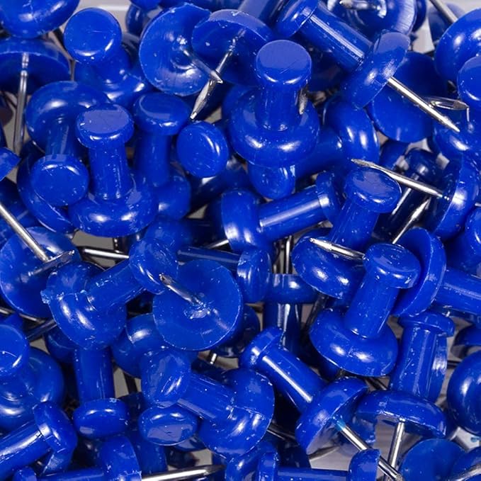 JAM PAPER Colorful Push Pins - Blue Pushpins - 100/Pack-DeskLoop Office
