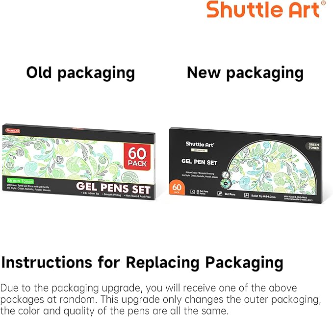 Shuttle Art 60 Pack Green Tone Gel Pens, 30 Green Tone Gel Pens with 30 Refills for Adults Coloring Books Journaling Drawing Nature, Landscapes, Animals Scenes-DeskLoop Office