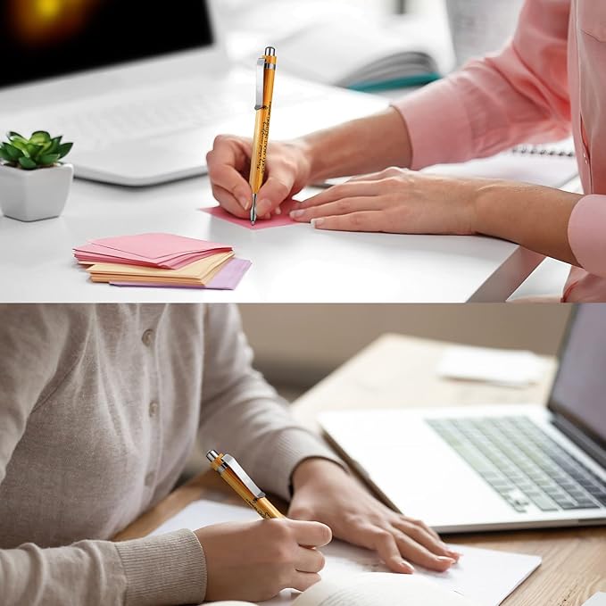 50 Pack Bible Verse Bamboo Retractable Ballpoint Pens Christian Inspirational Bible Verse Ballpoint with Black Ink Pen for Journal Writing Office Supplies Religious Gifts for Men Women(Classic Color)-DeskLoop Office