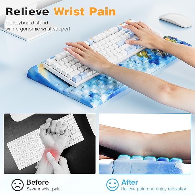Ospelelf Ergonomic Keyboard Wrist Rest Pad Comfortable Keyboard Stand Riser Holder Pad for Office Gaming-DeskLoop Office