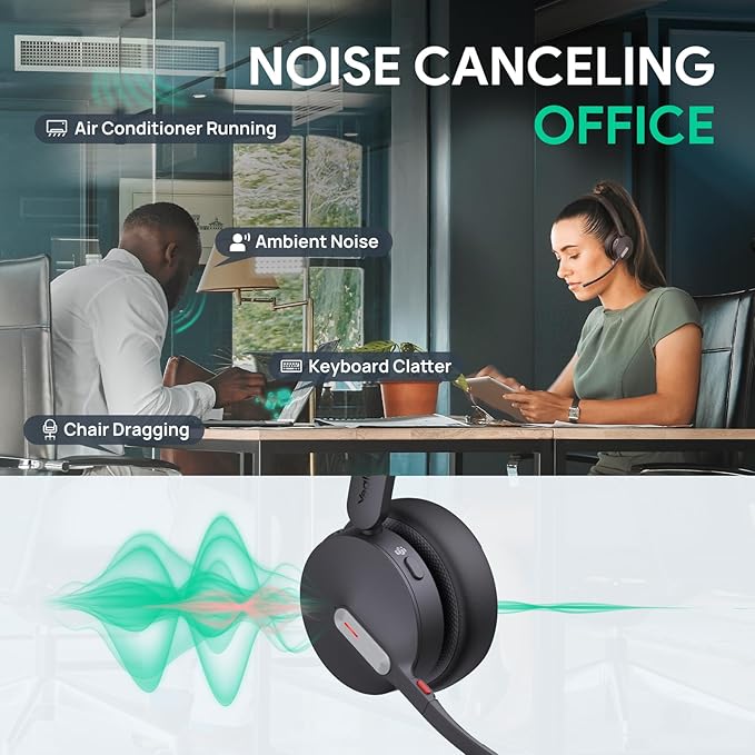 Yealink BH70 Dual Wireless Headset with Mic for Work, Bluetooth Headphone with Teams Certification, up to 35h Talk Time, 147g All-Day Wearing Comfort, Include USB-C/A Dongle & BHC70 Charging Stand-DeskLoop Office