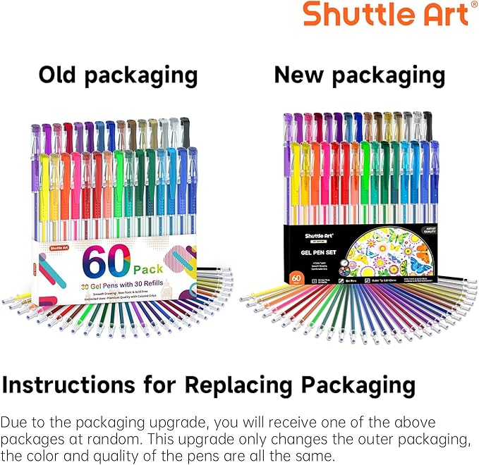 Shuttle Art Gel Pens, 60 Pack Gel Pen Set 30 Colored Gel Pen with 30 Refills for Adults Coloring Books Drawing Doodling Crafts Scrapbooking Journaling-DeskLoop Office