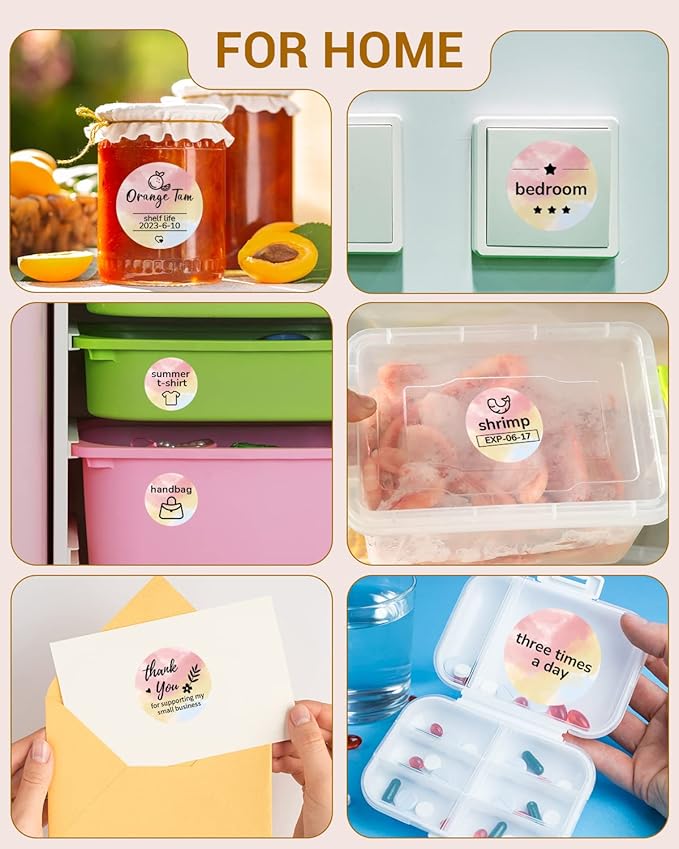 750 Pcs Phomemo 2" Color Round Thermal Label, Self-Adhesive Round Sticker Labels, Circular Direct Thermal Printer Circle Label for Logo Design, Name/Price Tag, Thanks Card, QR Code, 750 Labels/Roll-DeskLoop Office