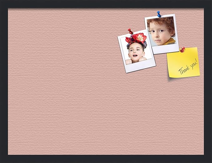 PinPix 24x18 Inch Cork Bulletin Board. This Decorative Framed Pin Board Comes with Pink Pastel Design and a Satin Black Frame. Ideal for Home Office Decor or Message Board (PinPix-1813)-DeskLoop Office