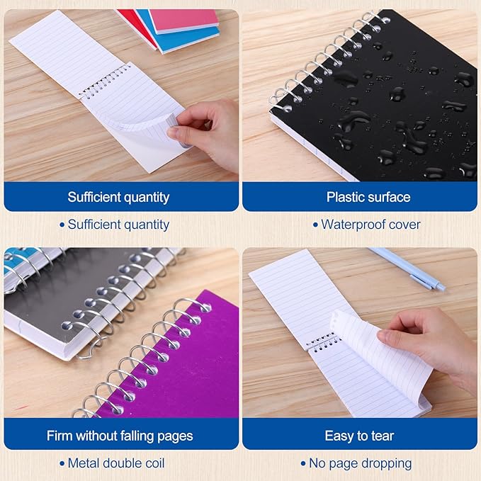 60 Pcs Small Pocket Notebooks 3 x 5 Inch Mini Memo Spiral Notepads Top Bound College Ruled Lined Note Pads for Back School Office Journaling Noting, 75 Sheets/Pad (Rainbow)-DeskLoop Office