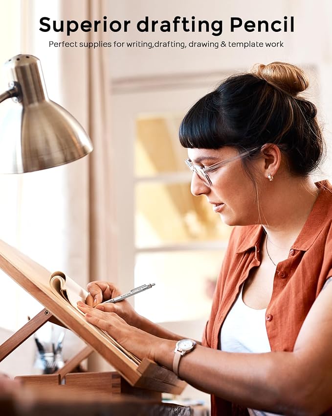 Nicpro Blocky Gear 0.3 mm Mechanical Pencils Set in Case, Metal Pencil with Lead Refills, Eraser for Professional & Adult Art Writing Drafting Drawing-DeskLoop Office