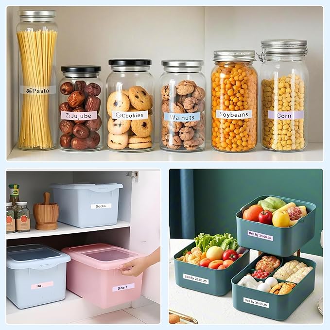 Compatible with Brother P Touch Colored Label Tape TZe 131 231 MQ531 MQP35 MQE35 Pastel Label Maker Tape Made for Brother P-Touch PT-D210 PT-D220 Label Maker, Clear/White/Purple/Pink/Blue-DeskLoop Office