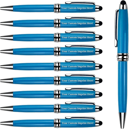 Ancolo Custom Personal Office Pens with Stylus Tip - Quality pens Fine point -Engraved Team Name, Phone Number, Slogan Perfect for Bank, Office, Hotel Lobbies 10 Pens/Box-DeskLoop Office