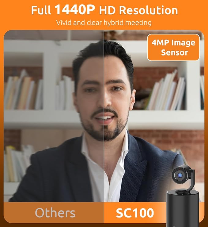 TOUCAN Video Conference Camera with 4 Noise-Cancelling Mics, Speaker, Adjutable Camera, 1080p Detachable USB Webcam Plug and Play Works with Zoom, Microsoft Teams and More, for PC/Mac/Laptop-DeskLoop Office