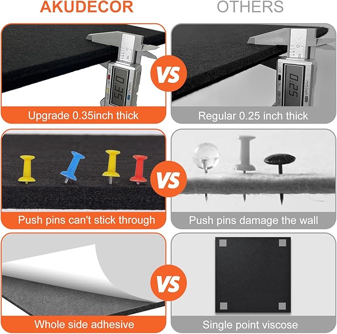 Cork Boards for Walls 48" x 36" Felt Board Alternative, 12 Pack Felt Wall Tiles Bulletin Board, Large Cork Board for Office Pin Board Tack Board Cork Boards-DeskLoop Office