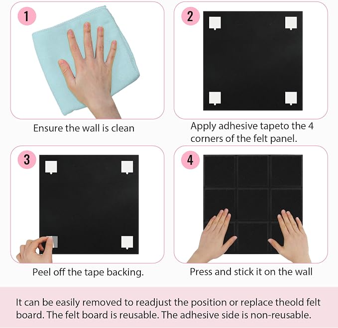Smarpau Cork Board 48"X36", 12 Pack Nine-Grid Felt Bulletin Boards, Small Pin - Image 6
