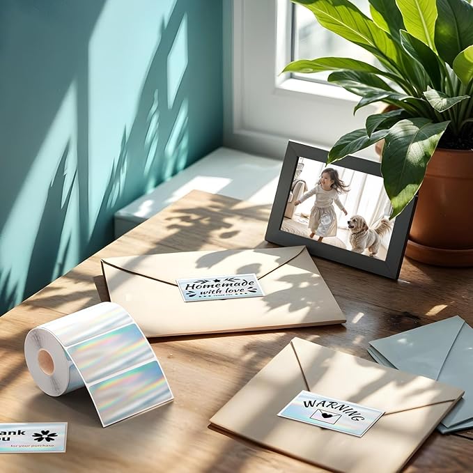 2.25x1.25 Inch Thermal Labels Sliver, Holographic Sliver Barcode Thermal Labels for Thermal Printer and Small Business, Multi-Purpose Rectangle Stickers, 500 Sheets/Roll-DeskLoop Office