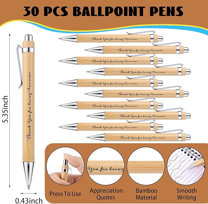 30 Sets Employee Appreciation Gifts Bulk Inspirational Spiral Notebooks with Sticky Notes Motivational Journals Ballpoint Pens Thank You Gifts for Teacher Nurse Coworker (30, Thank)-DeskLoop Office