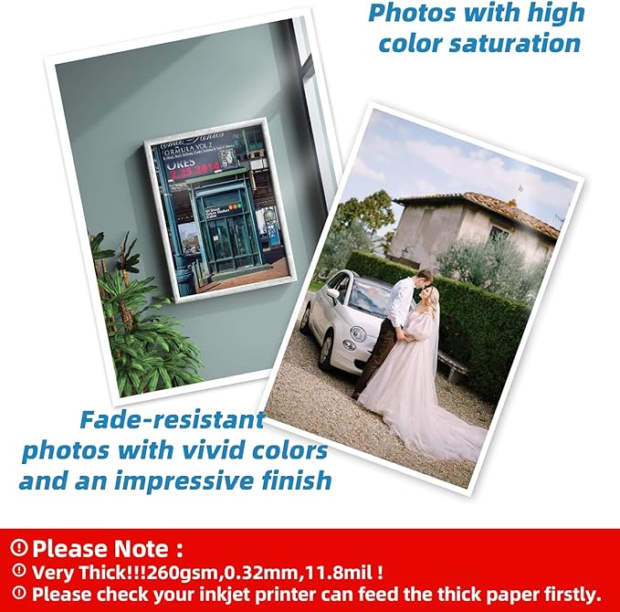 Uinkit Thick Photo Paper Glossy Double Sided 100 Sheets 8.5x11 Heavyweight 68lb 260gsm Inkjet Both Sides Printable 11.8mil A4 Letter size Flyer Bulk Pack 8.5 x 11 Card paper postcard postal A189-DeskLoop Office