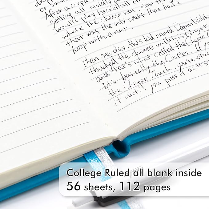 feela 15 Pack Pocket Small Notebooks Bulk, Mini Cute Notepads Hardcover College Ruled Lined Journals with Pen Holder for School Business Memos, with 15 Black Pens, 3.5”x 5.5”, A6, Teal-DeskLoop Office