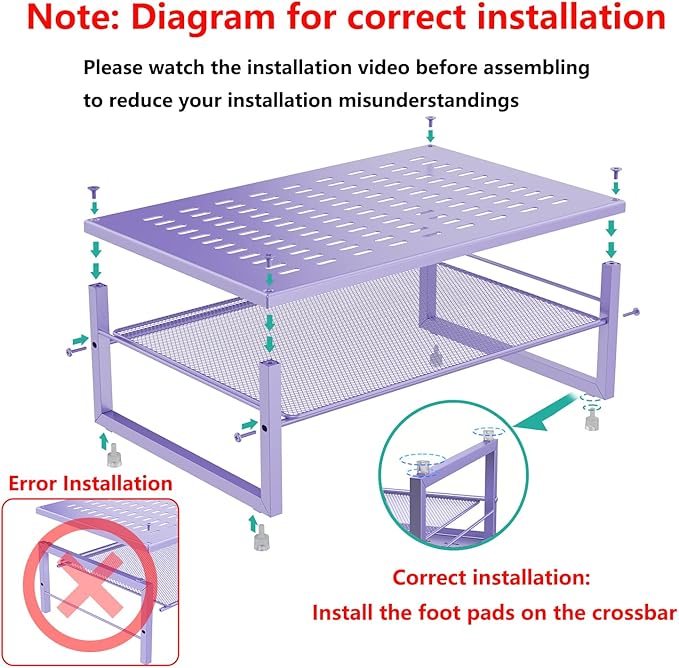 gianotter 2-Tier Metal Monitor Stand Riser, Office Desk Storage Organizer for Computer Monitor, Laptop, Printer, Office Supplies (Purple)-DeskLoop Office
