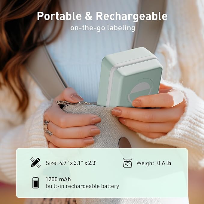 SUPVAN T50M Plus Bluetooth Label Maker Machine with 3 Tapes, High Printing Clarity, Versatile App with 40+ Fonts and 450+ Icons, Inkless Labeler for Business, Home, Office Organization, Green-DeskLoop Office