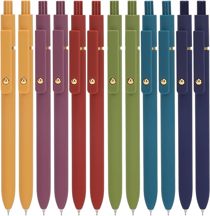 Ddaowanx Gel Pens, 12 Pcs 0.5mm Quick Dry Black Ink Pens Fine Point Smooth Writing Pens, Cute Office School Supplies Gifts for Women (12 Pcs Vintage-Black Ink)-DeskLoop Office