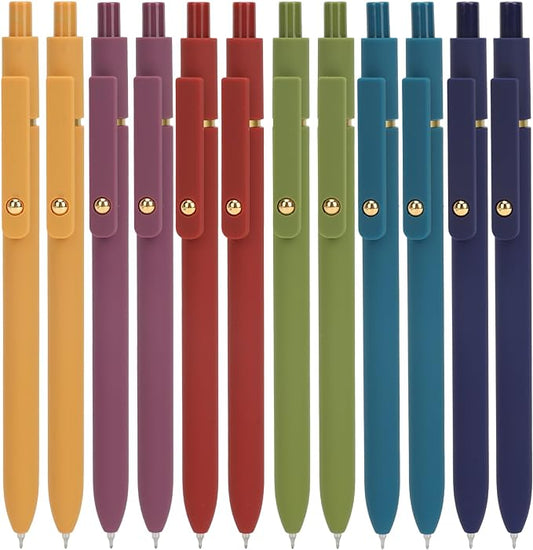 Ddaowanx Gel Pens, 12 Pcs 0.5mm Quick Dry Black Ink Pens Fine Point Smooth Writing Pens, Cute Office School Supplies Gifts for Women (12 Pcs Vintage-Black Ink)-DeskLoop Office