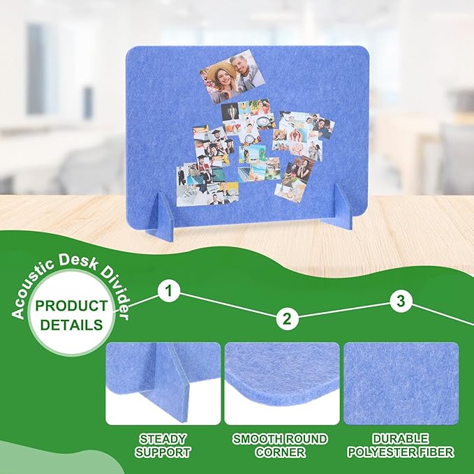 PATIKIL Desk Divider, 2 Set 24 x 16 Inch Acoustic Freestanding Desk Divider Desk Privacy Panel with 4 Pcs Support Feet for Library Office Workstation, Blue-DeskLoop Office