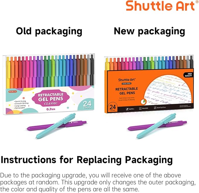 Shuttle Art Colored Retractable Gel Pens, 24 Bright Ink Colors, Cute Pens 0.7mm - Image 9
