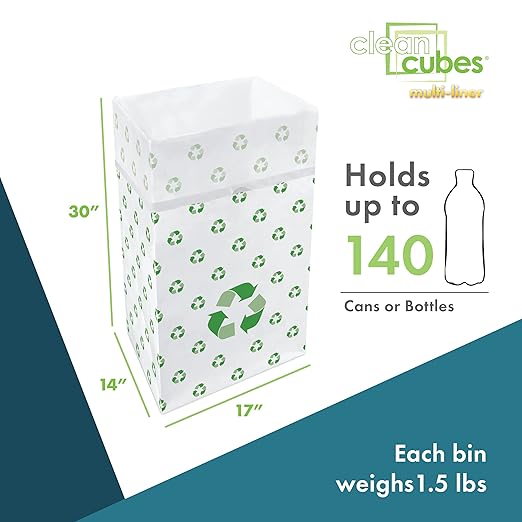 | 30 Gallon Multi-Liner Disposable Trash Cans (3-Pack) - Reusable Garbage and Recycling Bins for Parties, Events, and More (Recycle)-DeskLoop Office