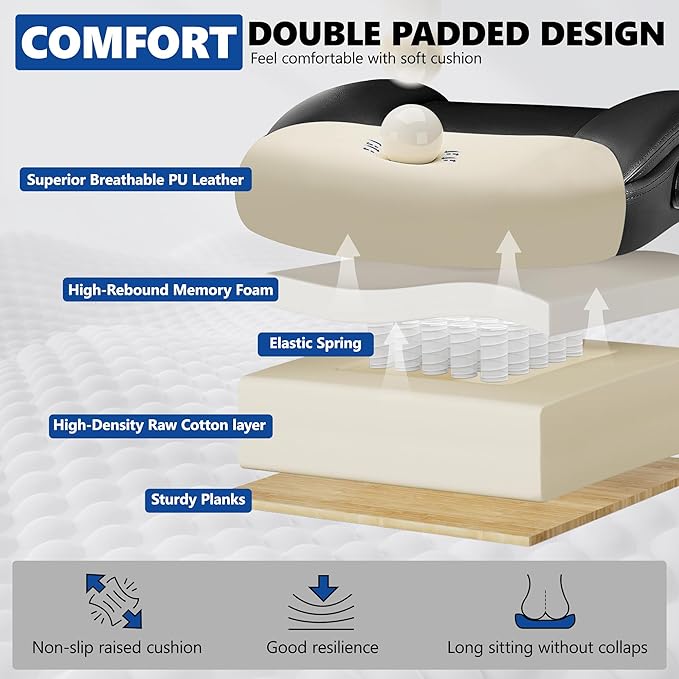 PU Leather Executive Office Chair, Ergonomic High-Back Computer & Gaming Chair with Adjustable Height, Rolling Swivel & Flip-Up Armrests, Comfy Padded Seat for Home Office-Black-DeskLoop Office