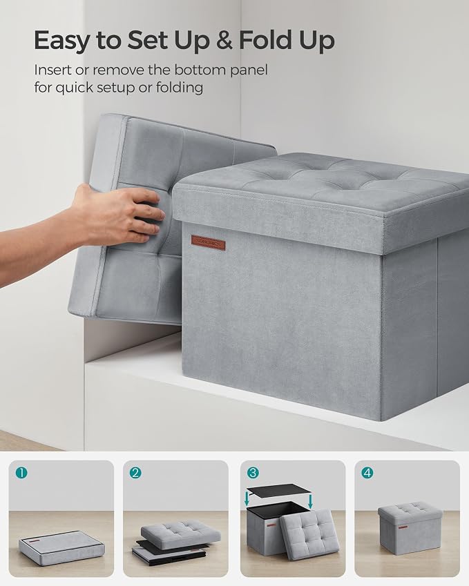 SONGMICS Storage Ottoman, Foldable Small Ottoman Foot Rest, 12.2 x 16.1 Inches - Image 7