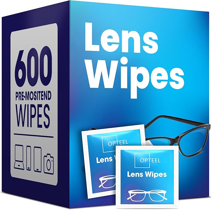 Lens Wipes for Eyeglasses - Pre-moistened Eyeglass Lens Cleaning Wipes - 600 Lens Wipes Individually Wrapped Sracth-Free Streak-Free Eye Glasses Wipes Lens Cleaner for Sunglass & Camera Lens-DeskLoop Office