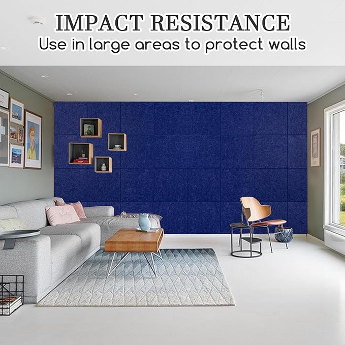 Large Cork Board Alternative, 12 Pack Felt Board with Safe Removable Adhesive Tabs Felt Wall Tiles, Large Cork Boards for Walls, Cork Board for Home Office, Pin Boards for Walls, Royal Blue-DeskLoop Office