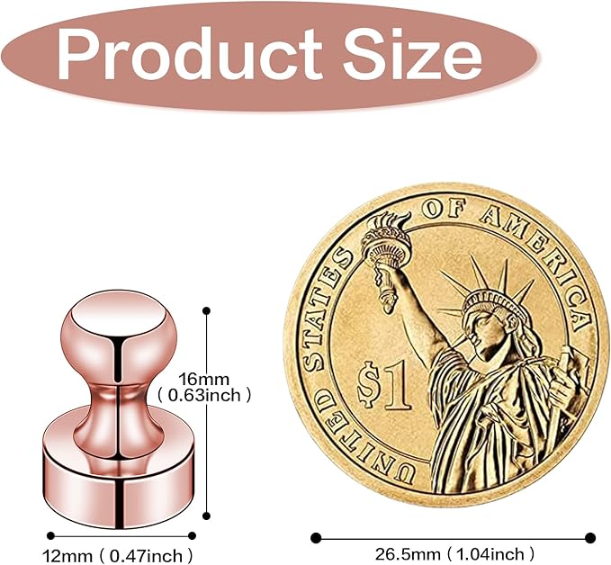 LOVIMAG 20 PCS Refrigerator Magnets, Rose Gold Fridge Magnet Strong Magnets for Whiteboard, Small Neodymium Magnetic Ideal for Push Pin, Office, Classroom, Map-DeskLoop Office