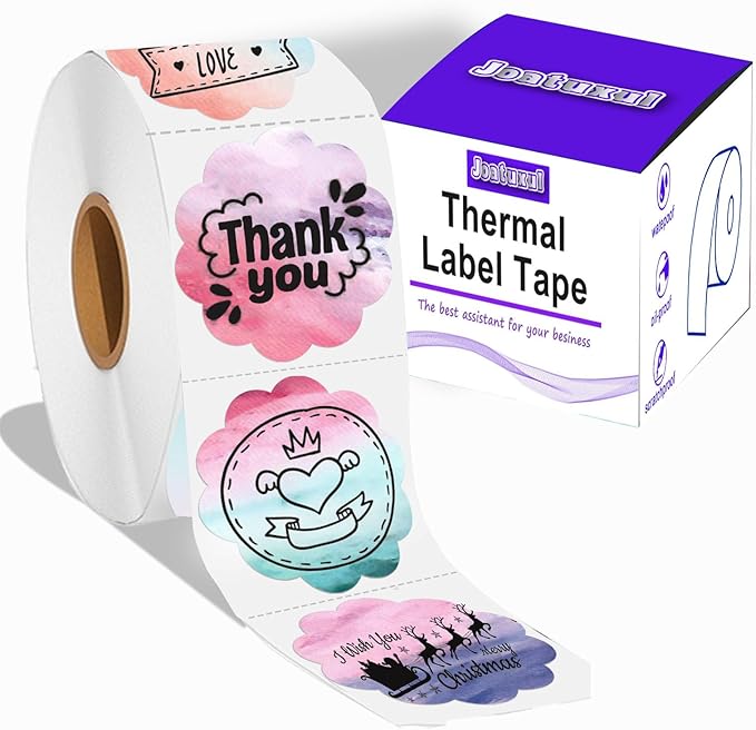 2''2'' Flower Thermal Sticker Labels, 500 Self-Adhesive Direct Thermal Labels/1 Roll, Multi-Purpose for DIY Logo Design, Name Tag, QR Code, Nebula-DeskLoop Office