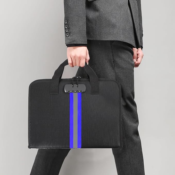 Accordion File Organizer with Combination Lock,Fireproof Expanding File Folder with Multi Pockets,13 Pockets Document Organizer with Handle & Labels,Portable Home Travel Safe Storage Letter A4 Files-DeskLoop Office