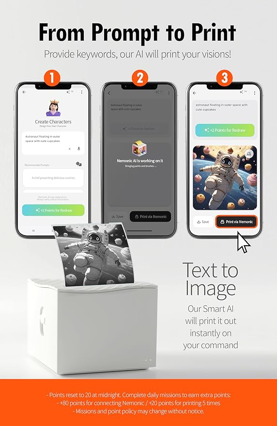 Nemonic AI | Label Printer | Sticky Note | Compatible with CHATGPT | Inkless Bluetooth Thermal Label Printer for Small Business | Portable Wireless-DeskLoop Office