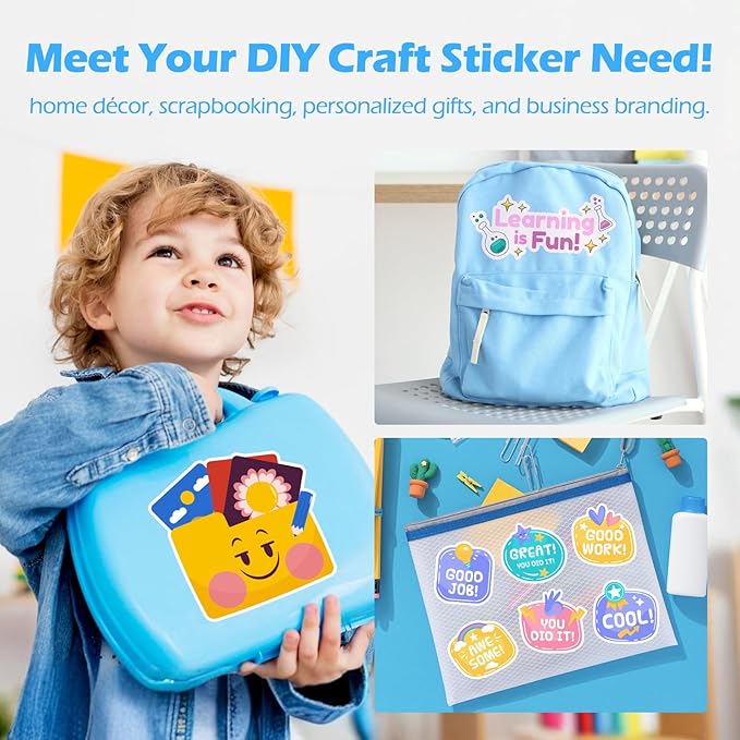 TECKWRAP Printable Vinyl Sticker Paper, (MatteGlossyTransparent) Inkjet Printable Sticker Vinyl, A4 30PCS Photo Paper for Craft, Stickers, Labels All-in-One Tools & Accessories Bundle Kit-DeskLoop Office