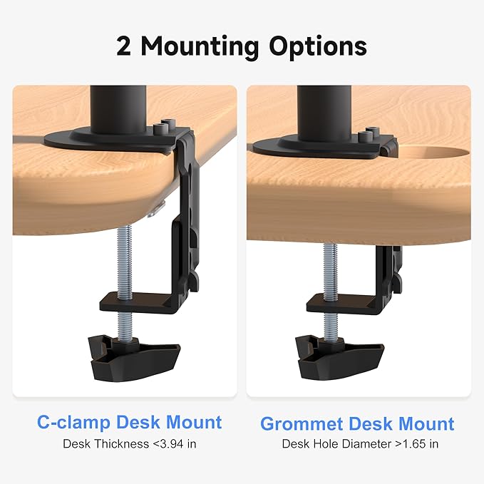 Pholiten Dual Monitor Stand, Heavy Duty Adjustable Monitor Arm Desk Mount for 2 Screens up to 32 Inches, Tilt, Swivel, Rotate, Supports Tilt, Swivel, Rotate, Supports 22 lbs per Monitor Arm-DeskLoop Office